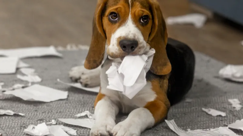 Hund schreddert Papiere