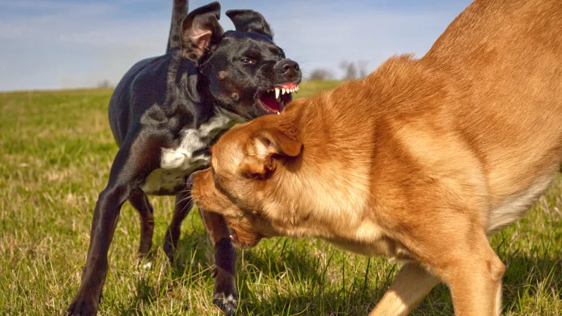 2 Hunde interagieren miteinander - ist es Spiel oder nicht?
