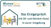 Icon: 2 Menschen mit Hund an einem Tisch Text: Das Erstgespräch mit Dir und Deinem Hund in eurer Umgebung